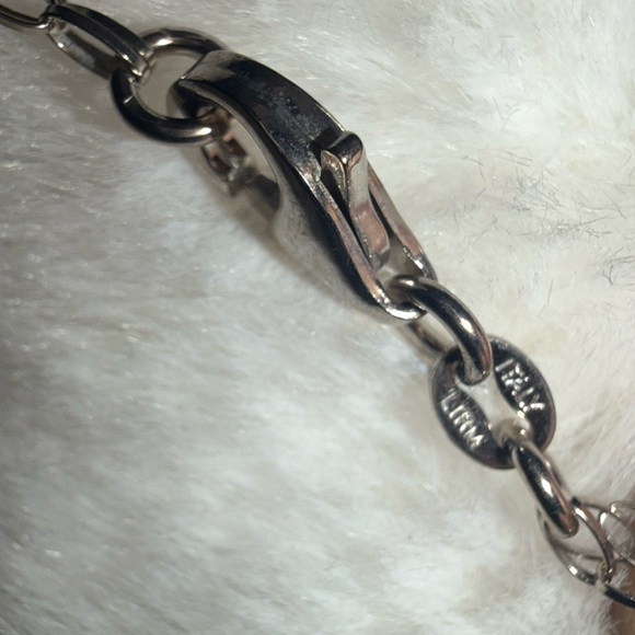 Made in Italy LIRM 925 Double Strands Long Silver Circle Pendant Necklace - Picture 5 of 12